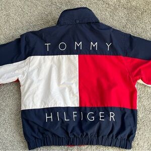 Tommy Hilfiger Red and White Windbreaker Jacket